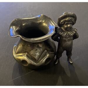 Rare Antique Meriden & Co. - Toothpick Holder - Victorian Circus Boy With Vase
